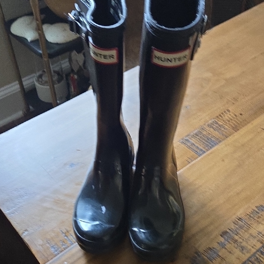 Hunter Glossy Black Tall Boots